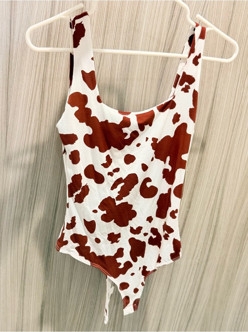 Altar'd State Women’s Bodysuit Brown and White Cow Print Size Small